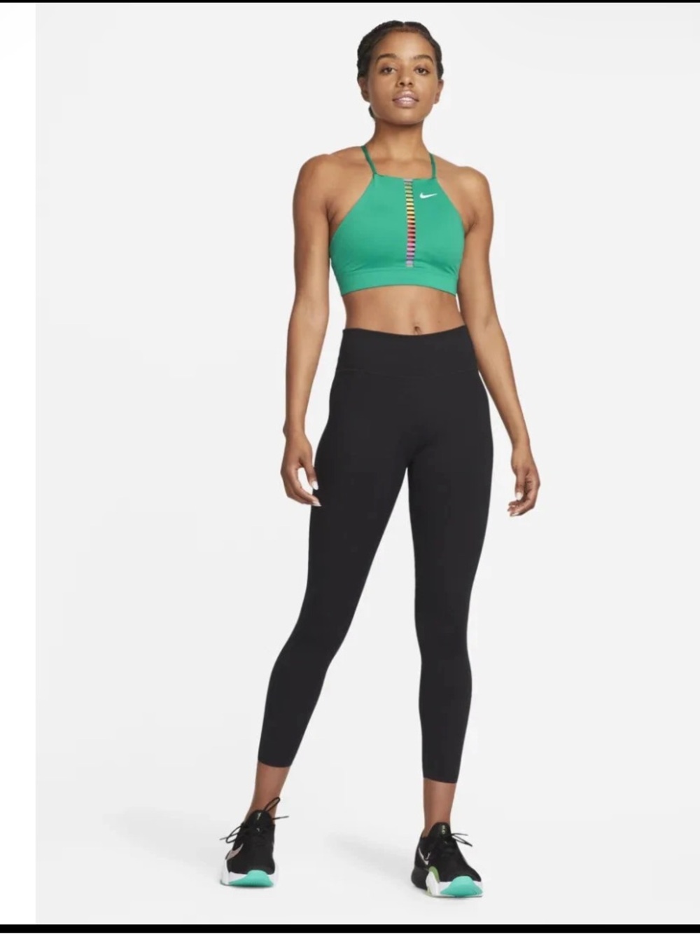 Nike Teal sports bra Sports Crop Top with Rainbow Stripe.